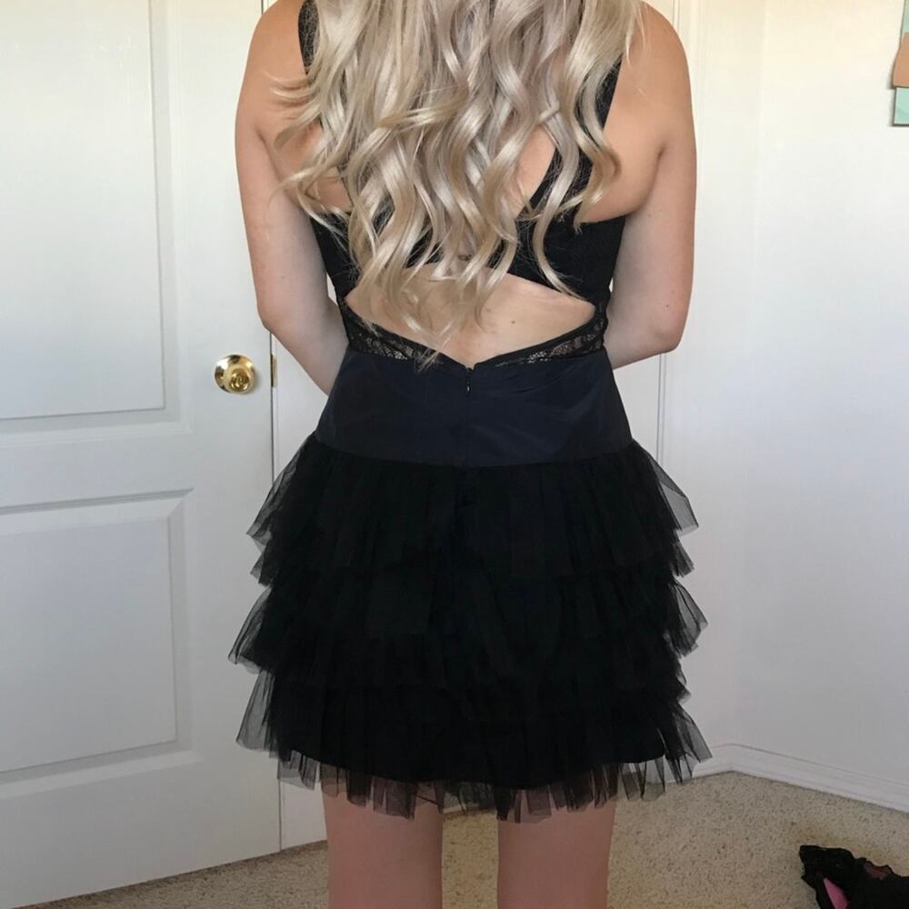 BCBGeneration Lace & Tulle Dress Black Mini Cocktail Party LBD Whimsigoth Size 6 - Picture 13 of 15